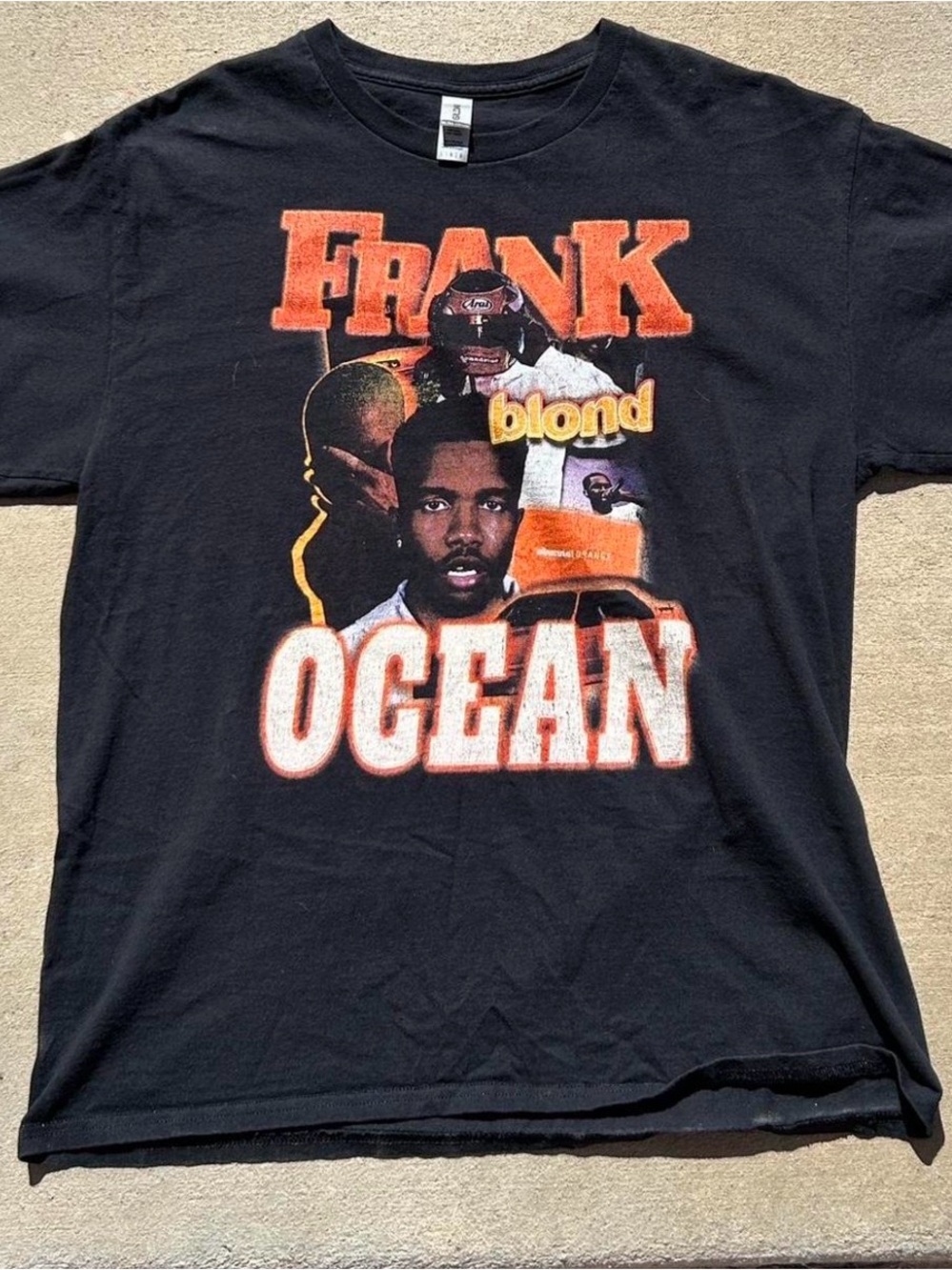 Gildan Black Frank Ocean Blond Graphic Tee with Orange & White Print